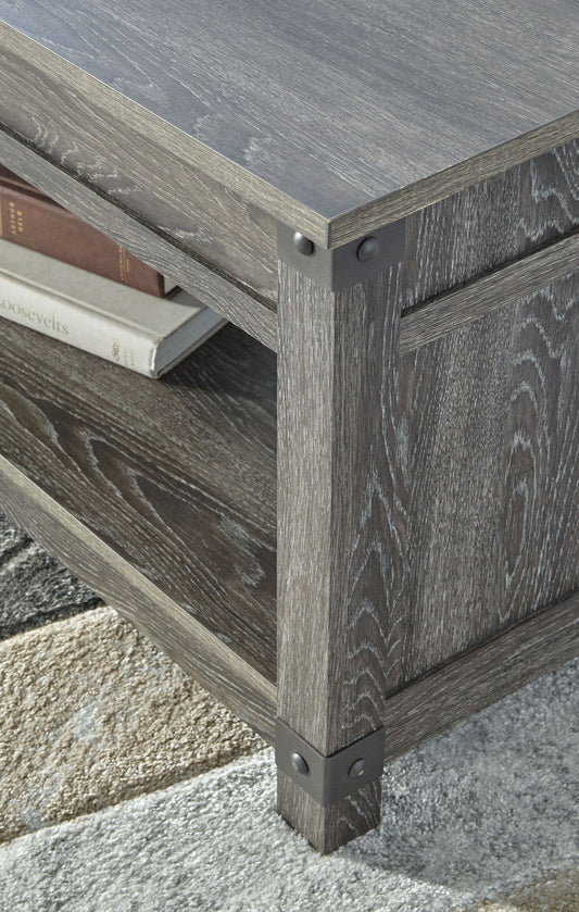 Freedan - Rect Lift Top Cocktail Table - Grayish Brown