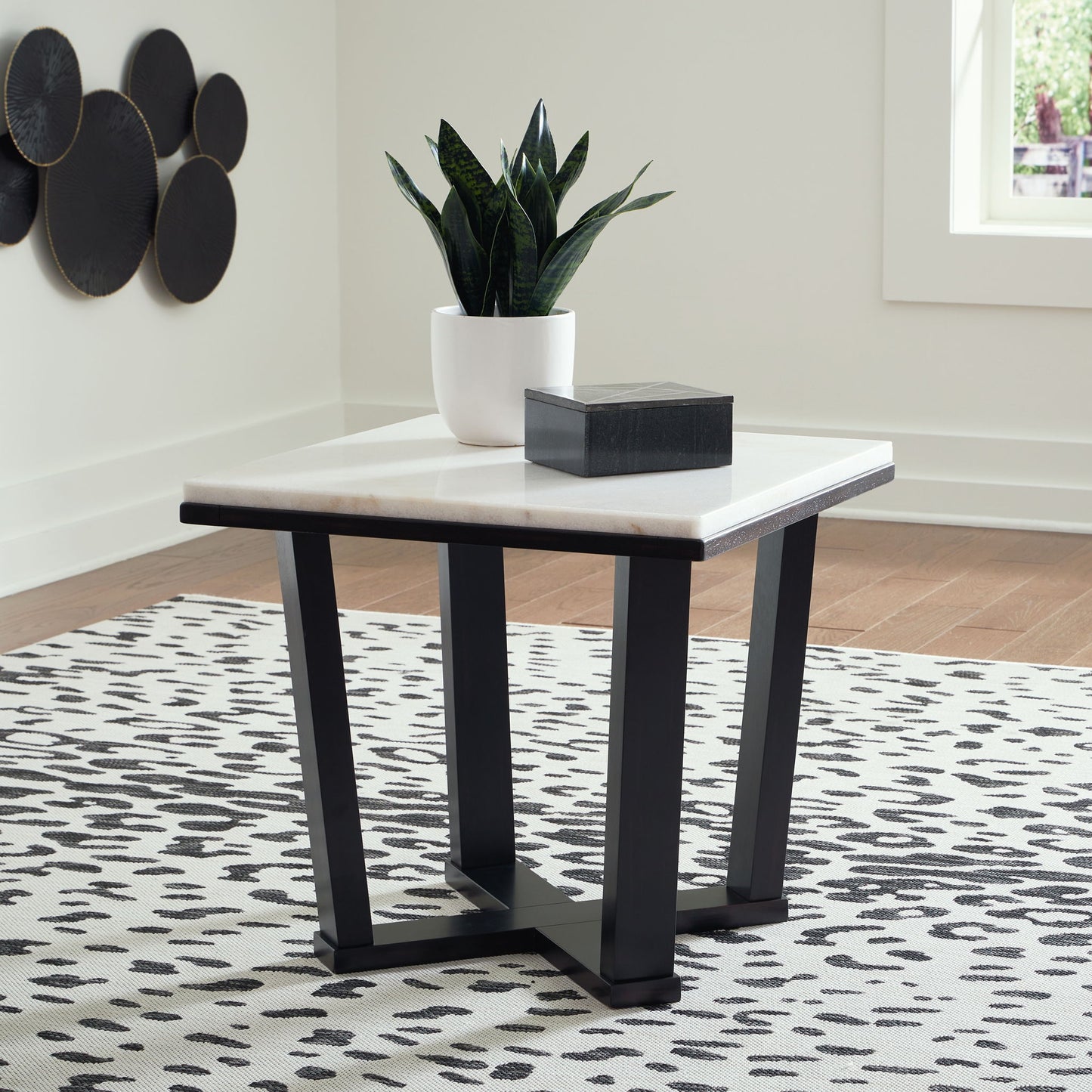 Fostead - Square End Table - White / Espresso