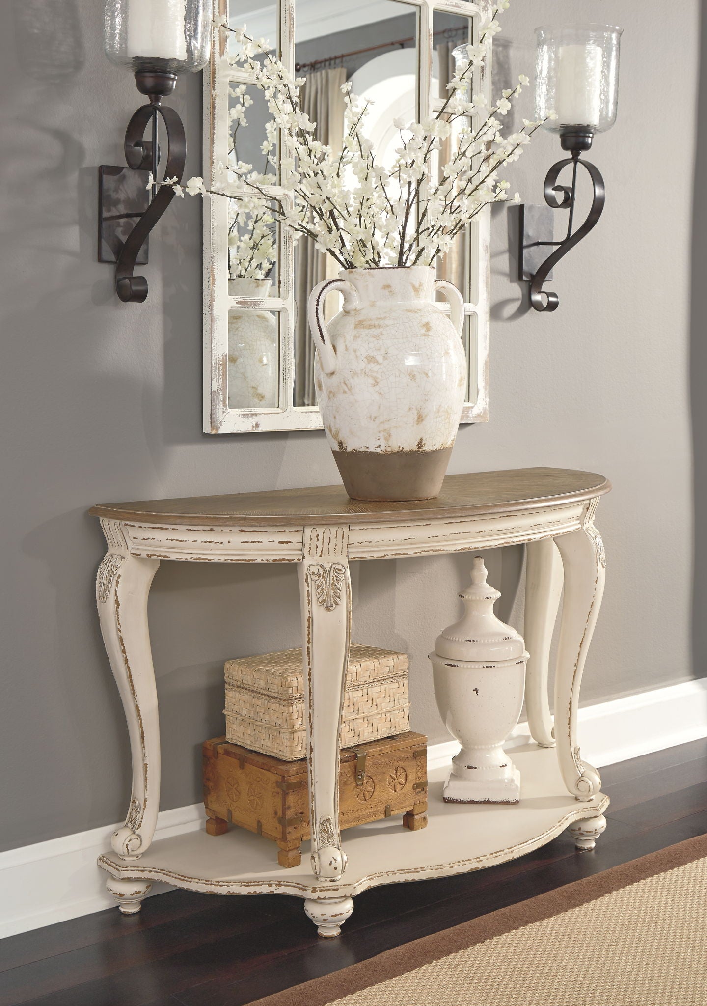 Realyn - Sofa Table - White / Brown