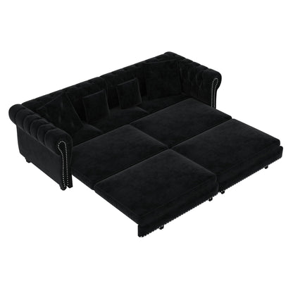 3 In 1 Convertible Sleeper Sofa Bed With Movable Ottoman