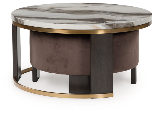 Jazmore - Nesting Cocktail Tables (Set of 2) - Brown / Brass Finish