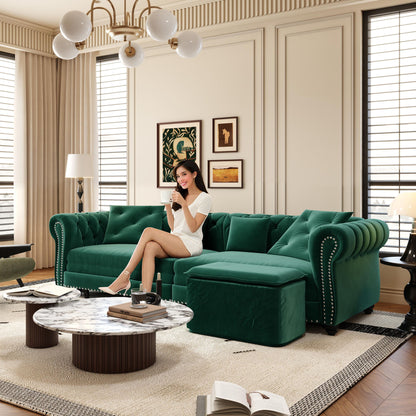 3 In 1 Convertible Sleeper Sofa Bed With Movable Ottoman