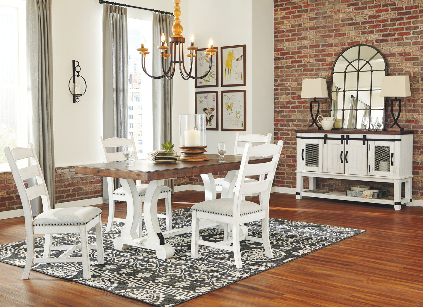 Valebeck - Rectangular Dining Room Table - White / Brown