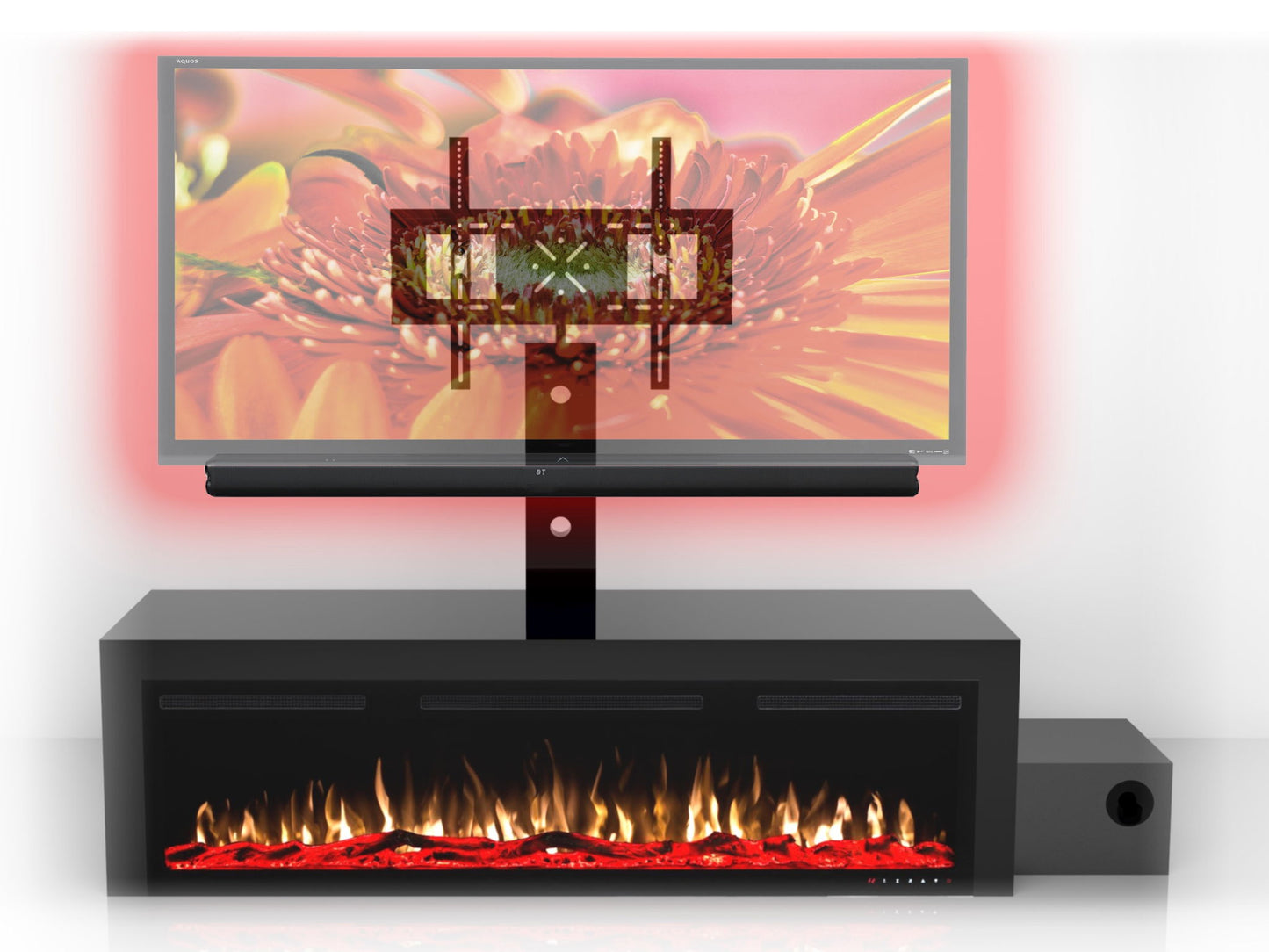 Fireplace TV Stand With Sound System For 75-80" TV's - Black