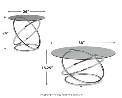 Hollynyx - Occasional Table Set (Set of 3) - Chrome Finish