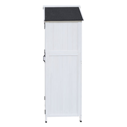 Storage Shed With Double Doors For Outdoor Garden Tool Organization - White