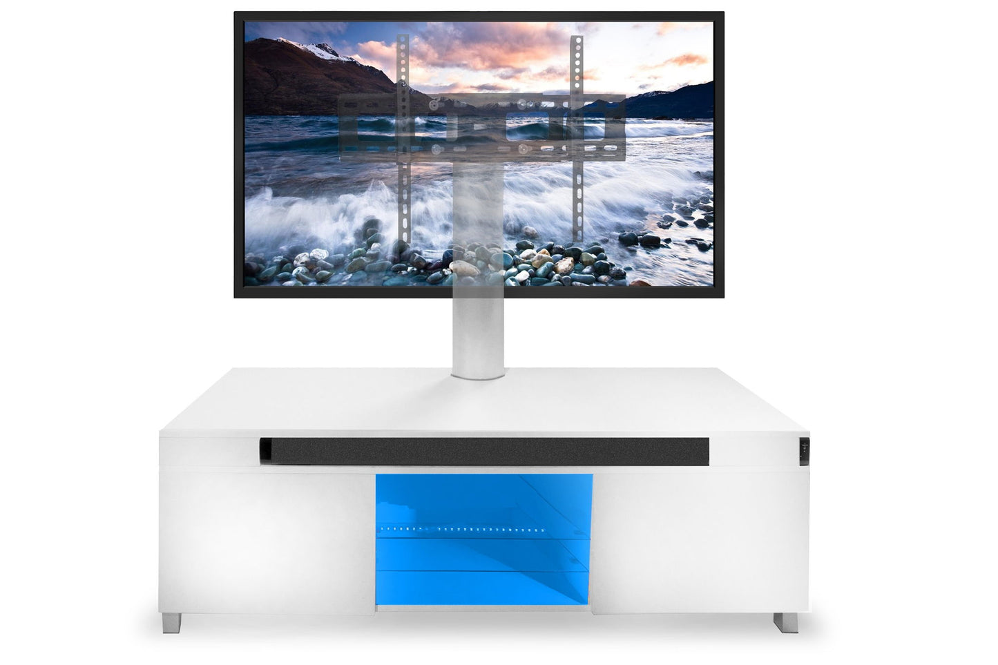 Modern Lacquer TV Stand For 65" TV - White