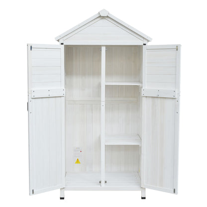 Storage Shed With Double Doors For Outdoor Garden Tool Organization - White