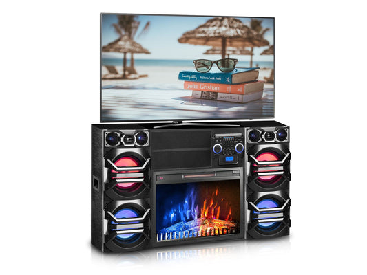10,000 Watt Fireplace TV Stand - Black