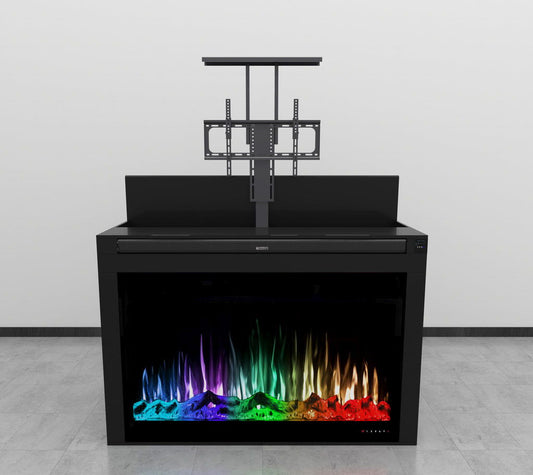 Hide Your TV, Huge Fireplace For 65" TV's - Black
