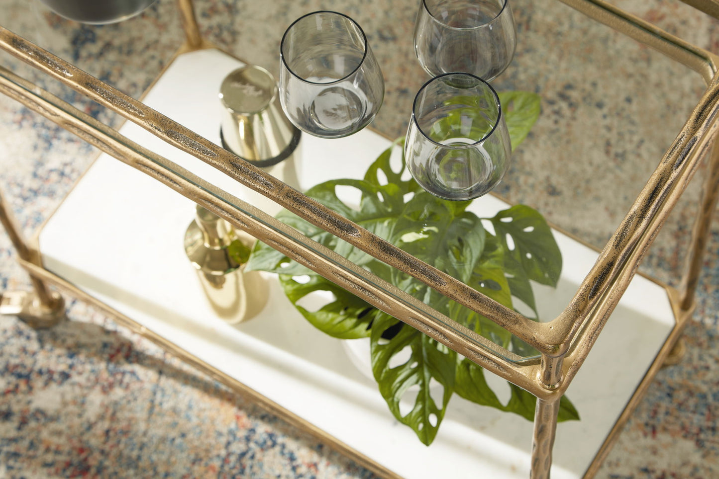 Plattfield - Bar Cart - Antique Gold Finish