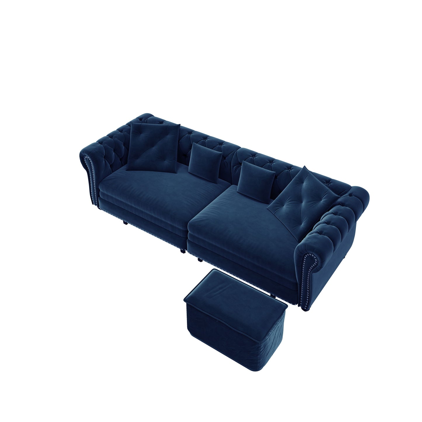 3 In 1 Convertible Sleeper Sofa Bed With Movable Ottoman