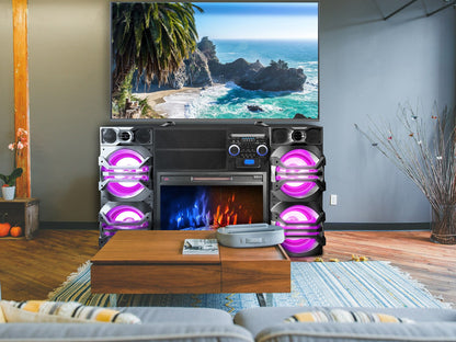 10,000 Watt Fireplace TV Stand - Black