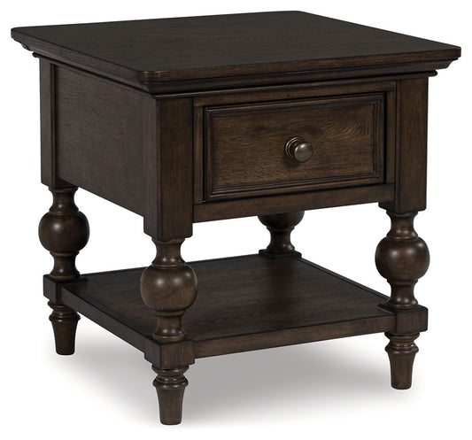 Veramond - Square End Table - Dark Brown