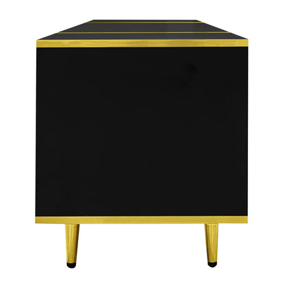 TV Stand For TVs Up To 80", Entertainment Center With 2 Shelves And LED Lights