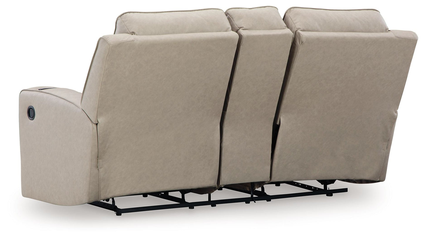 Lavenhorne - Dbl Rec Loveseat W/Console - Pebble
