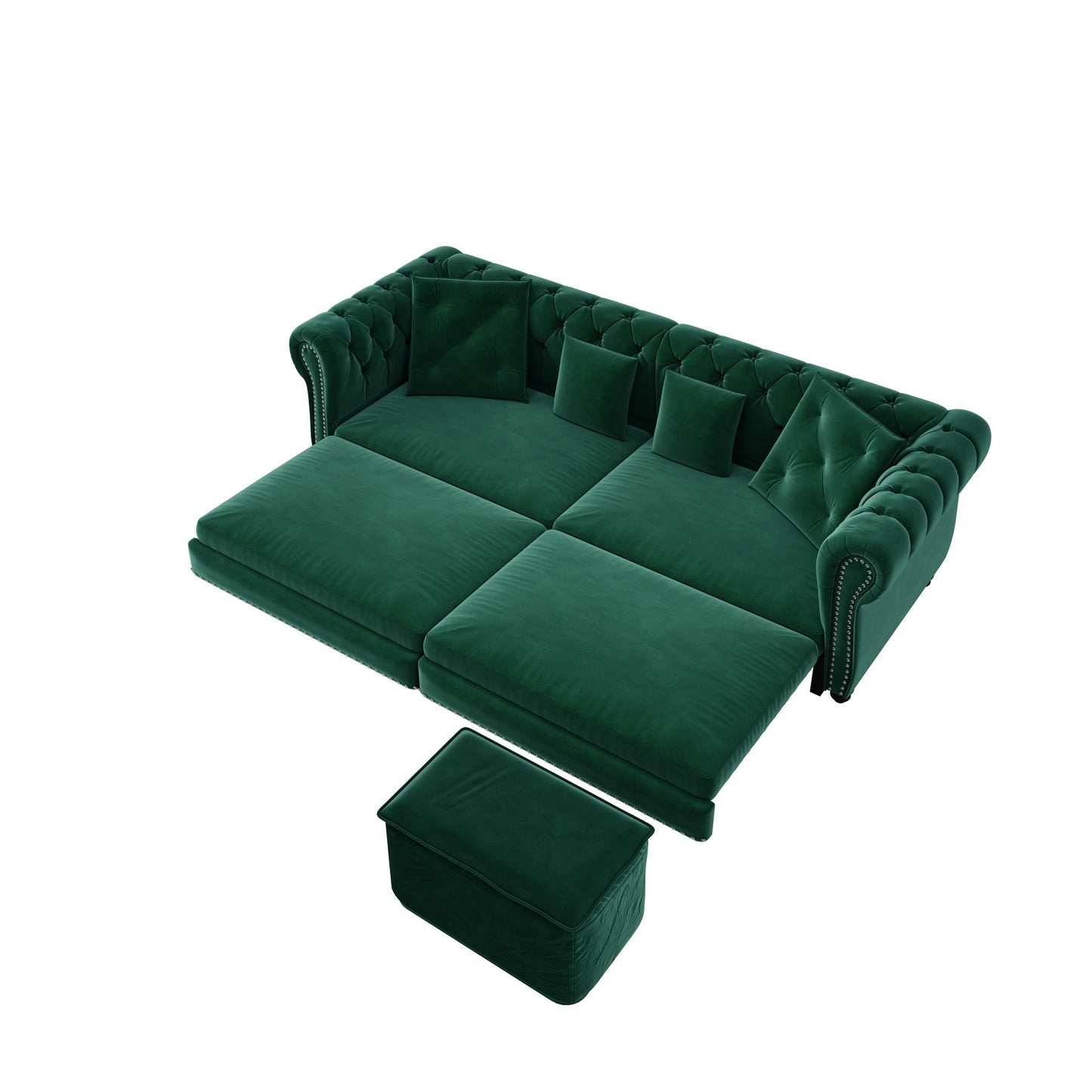 3 In 1 Convertible Sleeper Sofa Bed With Movable Ottoman