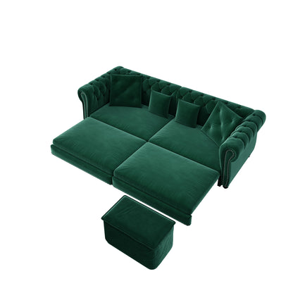 3 In 1 Convertible Sleeper Sofa Bed With Movable Ottoman