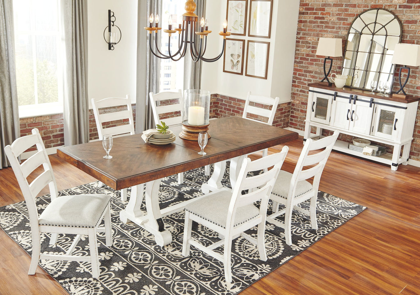 Valebeck - Rectangular Dining Room Table - White / Brown