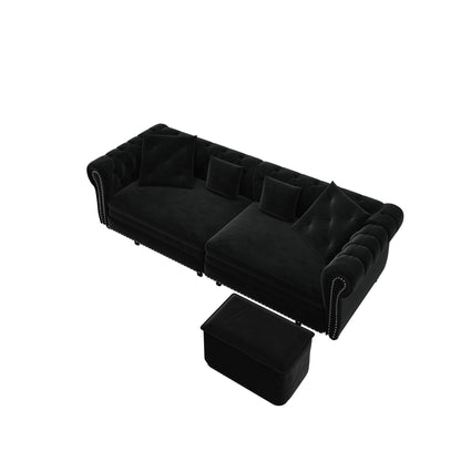 3 In 1 Convertible Sleeper Sofa Bed With Movable Ottoman