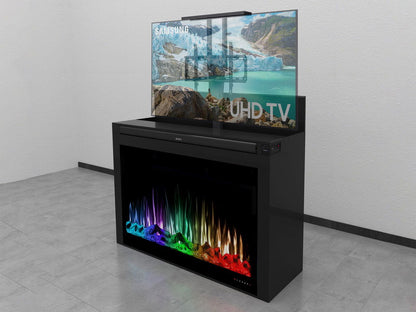 Hide Your TV, Huge Fireplace For 65" TV's - Black