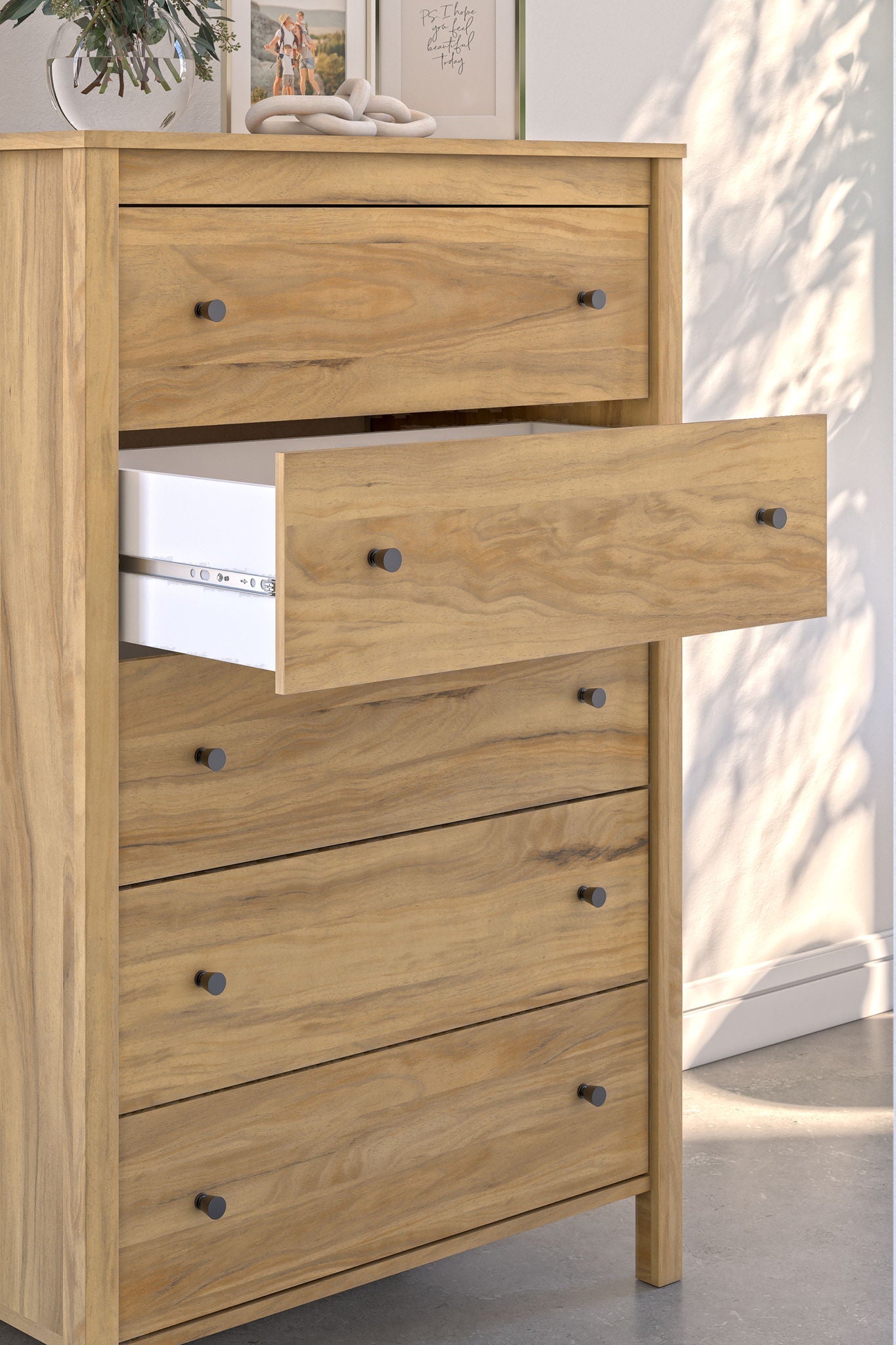Bermacy - Five Drawer Chest - Light Brown