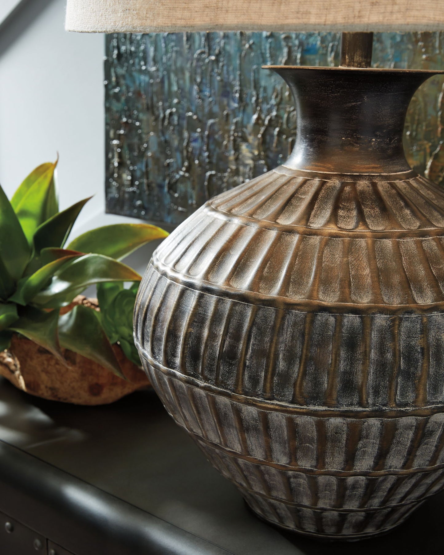 Magan - Metal Table Lamp  - Antique Bronze Finish