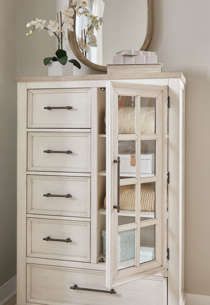 Shaybrock - Door Chest - Antique White / Brown