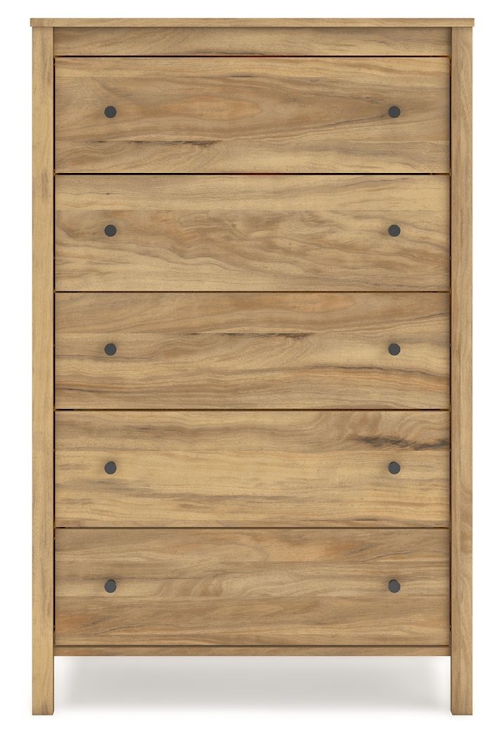 Bermacy - Five Drawer Chest - Light Brown