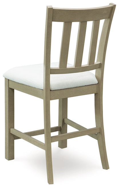 Calmoro - Upholstered Barstool (Set of 2) - Off White / Gray