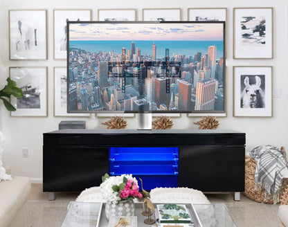 Modern Lacquer TV Stand For 65" TV - Black