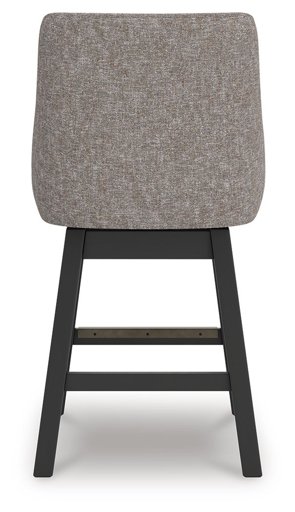 Neymorton - Upholstered Swivel Barstool (Set of 2) - Dark Grayish Brown