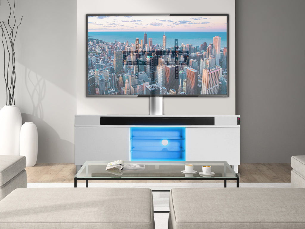 Modern Lacquer TV Stand For 65" TV - White