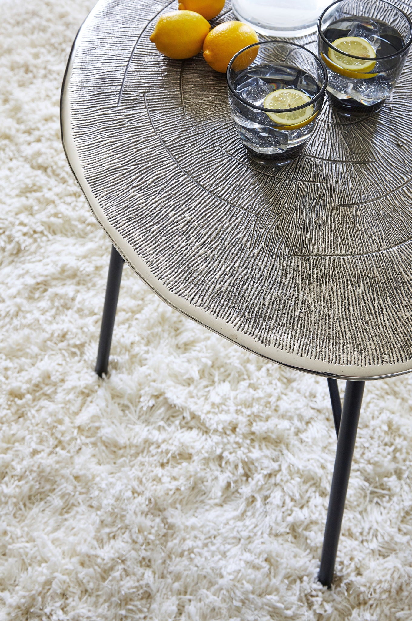 Laverford - Round End Table - Chrome / Black