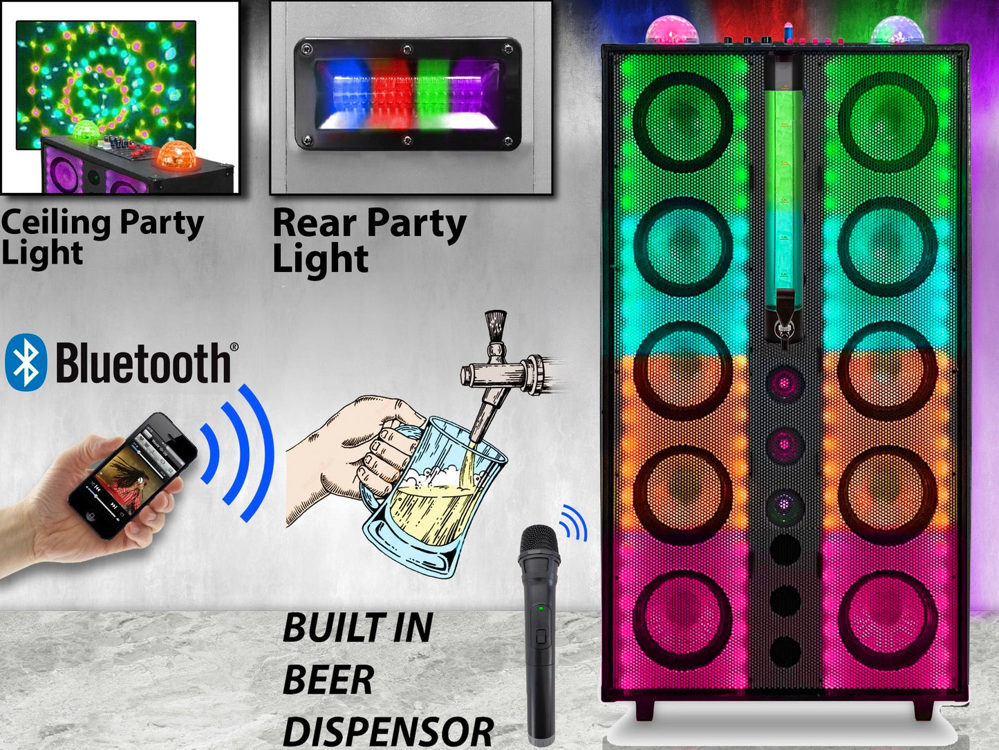 10,000 Watt LED Party Speaker - Black