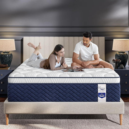 Rresta Hotel Collection - 12" Medium Firm Hybrid Mattress With 5 Zone Support For Back & Hip Relief, Fiber Free, Certipur Us Certified