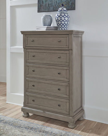 Lettner - Five Drawer Chest - 2-handles - Light Gray