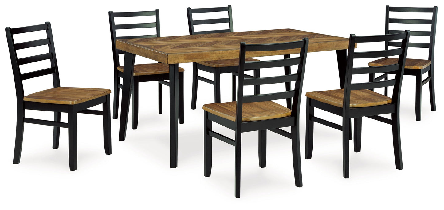 Blondon - Rectangular Drm Table Set (Set of 7) - Brown / Black