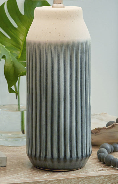 Afener - Ceramic Table Lamp (Set of 2) - Blue / Beige