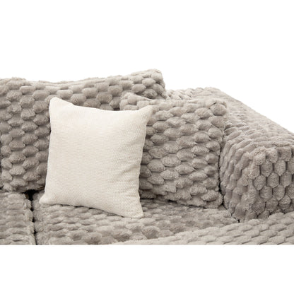 Modular Sectional Sofa, Boneless Couch With 2 Movable Ottomans