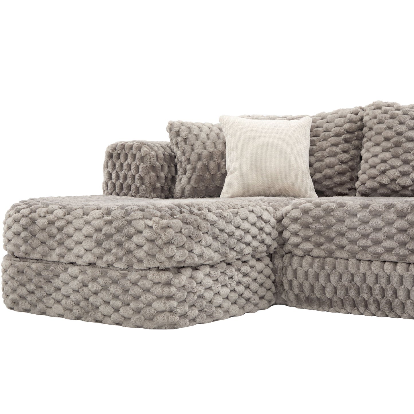 Modular Sectional Sofa, Boneless Couch With 2 Movable Ottomans
