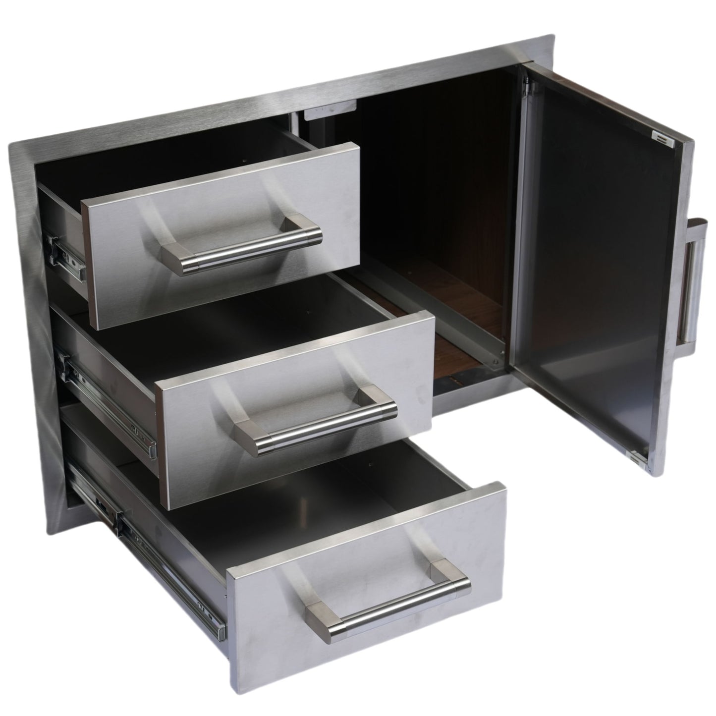 Built-In Outdoor Kitchen LPG Gas Grill 60000 Btu, Drop-In Ice Box With BBQ Tool Set - Silver