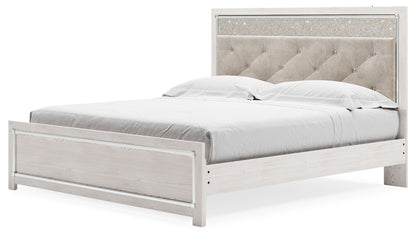 Altyra - King Panel Bed With Upholstered Headboard - White