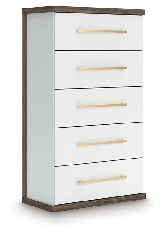 Kendanport - Five Drawer Chest - Brown / White
