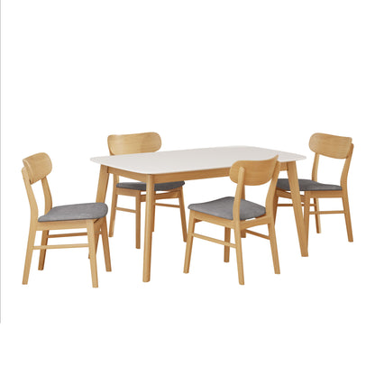 5 Piece Dining Set With Table And Upholstered Chairs