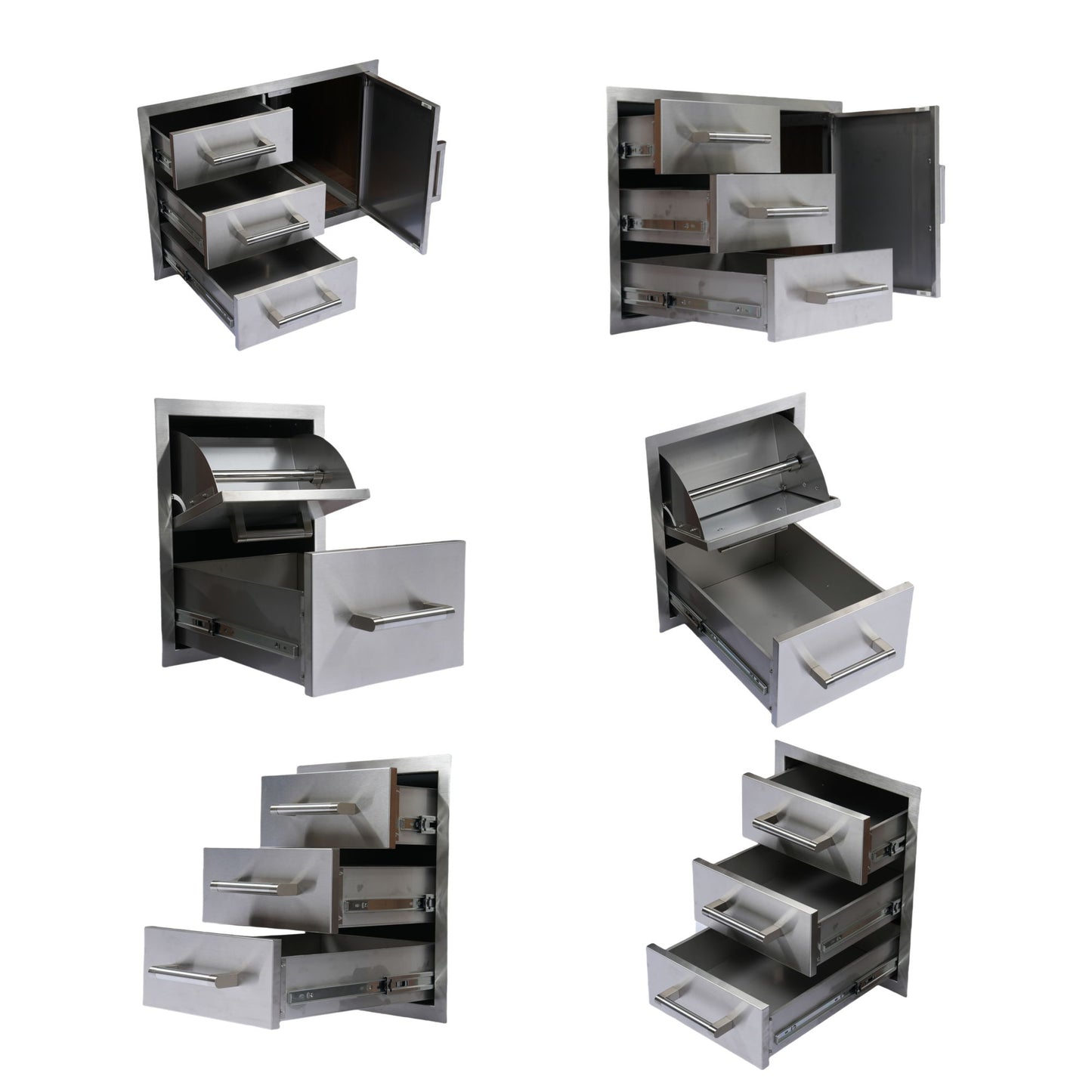 Built-In Outdoor Kitchen LPG Gas Grill 60000 Btu, Drop-In Ice Box With BBQ Tool Set - Silver