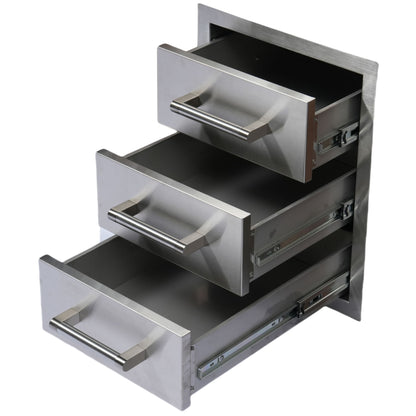 Built-In Outdoor Kitchen LPG Gas Grill 60000 Btu, Drop-In Ice Box With BBQ Tool Set - Silver