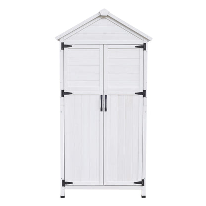 Storage Shed With Double Doors For Outdoor Garden Tool Organization - White