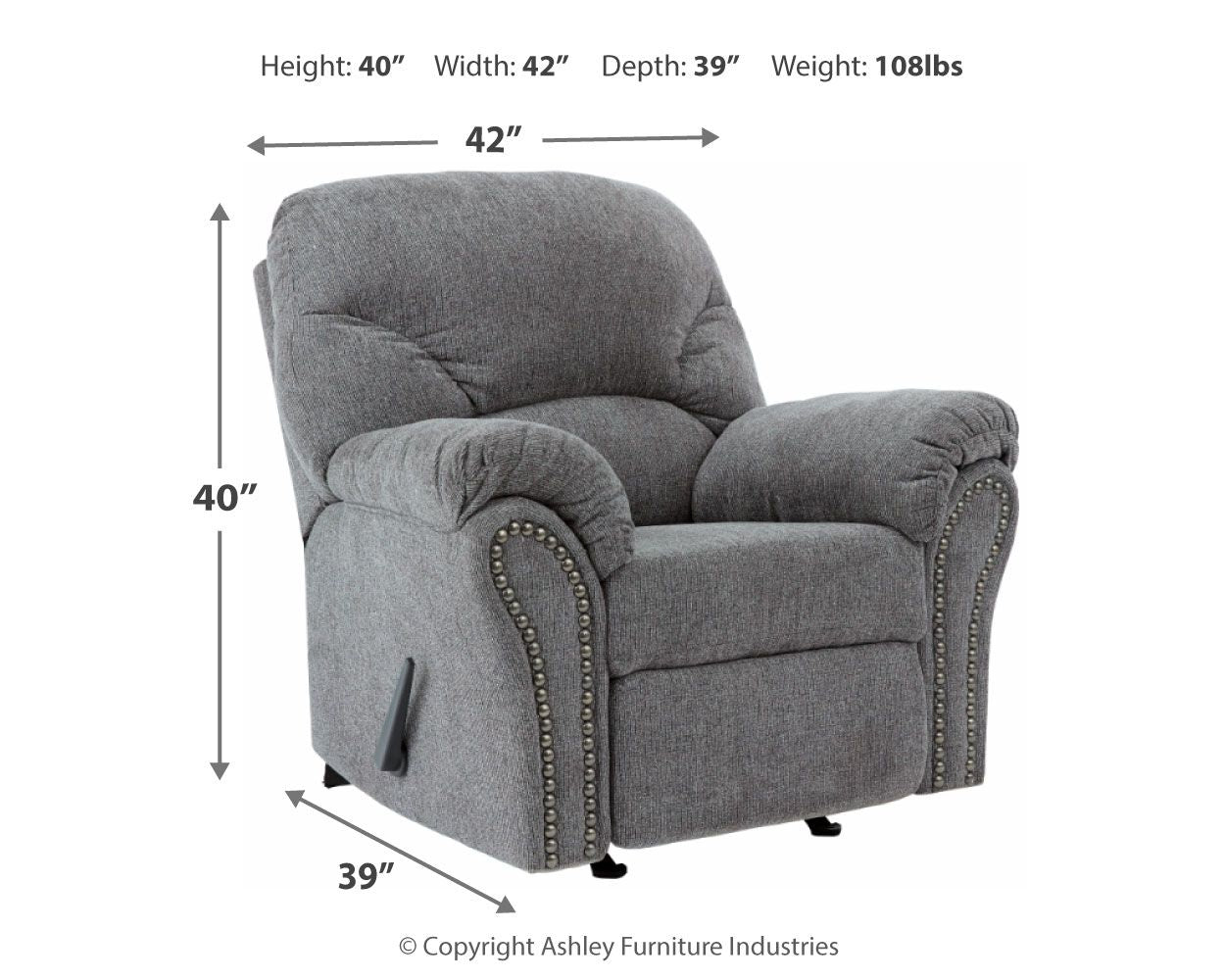 Allmaxx - Rocker Recliner - Pewter