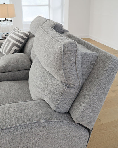 Biscoe - Power Reclining Loveseat With Console /Adj Headrest - Pewter